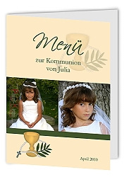 Menükarten zur Kommunion oder Konfirmation