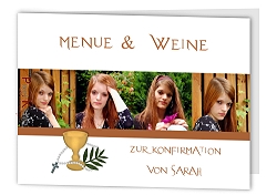 Menükarten zur Kommunion oder Konfirmation